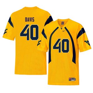 Men's West Virginia Mountaineers NCAA #40 Fontez Davis Yellow Authentic Nike Retro Stitched College Football Jersey UE15B30PF